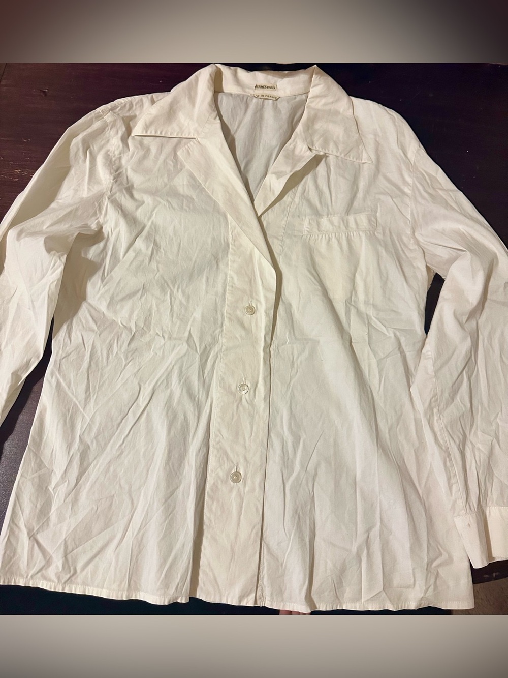 Hermes White Button-Down Women's Shirt